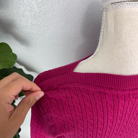 Express Bright Fuchsia Cable Knit Sweater Shirt - Picture 6 of 6
